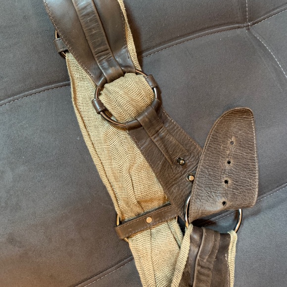 Free People Boho Post Apocalyptic Leather and Burlap Belt - Picture 9 of 11